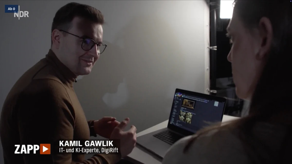 Kamil Gawlik im NDR ZAPP, IT- und KI-Experte, DigiRift