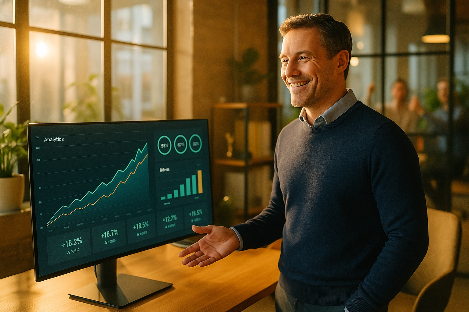 KI-Erfolgs-Dashboard mit Wachstumskurven