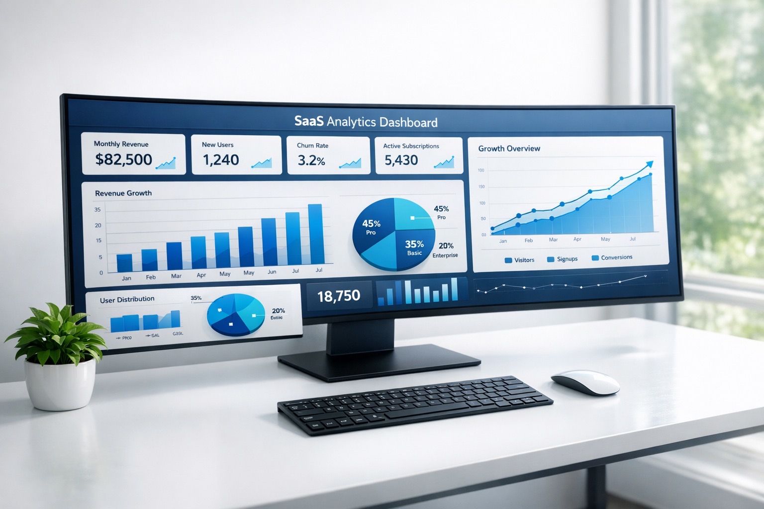 KI-Erfolgs-Dashboard mit Wachstumskurven